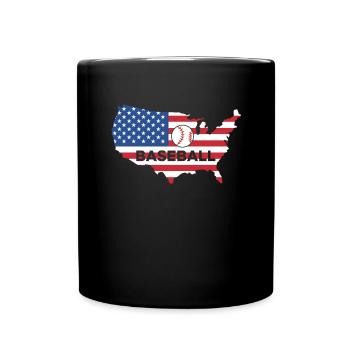 USA Fahne Amerika Flagge Baseball Shirt - Tasse einfarbig - Schwarz - Vorne