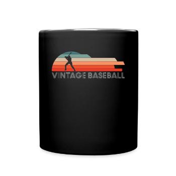 Vintage Retro Baseball Spieler Shirt Geschenk - Tasse einfarbig - Schwarz - Vorne