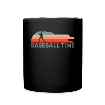 Vintage Retro Baseball Time Shirt Geschenk - Tasse einfarbig - Schwarz - Vorne