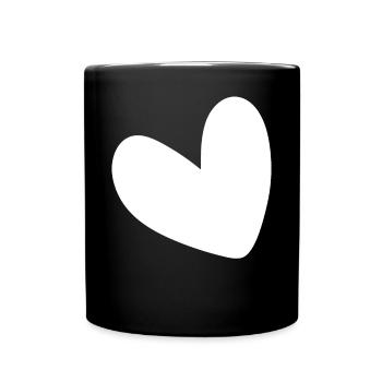 Simple White Heart - Full Colour Mug - black - Front