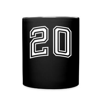 Zahl 20 - Tasse einfarbig - Schwarz - Vorne