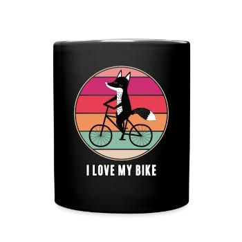 I love my bike Fahrradfahrer Fahrrad Bike Fuchs - Tasse einfarbig - Schwarz - Vorne
