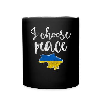 Ukraine Solidarität - Tasse einfarbig - Schwarz - Vorne
