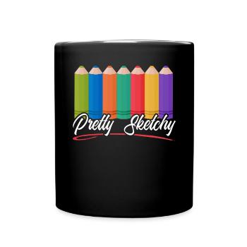 Pretty Sketchy Art Teacher Artist Painter Painting - Full Colour Mug - black - Front