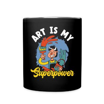 Art Is My Superpower Art Teacher Artist Painter - Full Colour Mug - black - Front