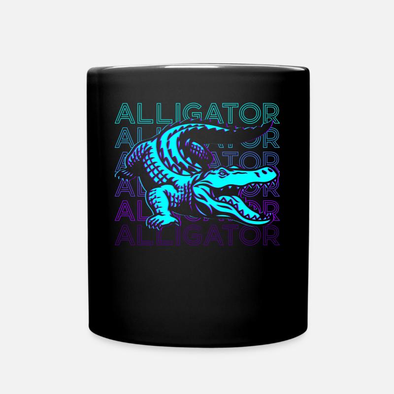 Alligator Krokodil Gator Retro Geschenk - Tasse einfarbig - Schwarz