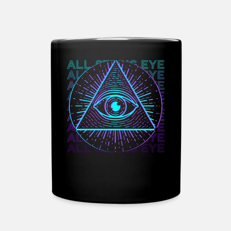 Allsehendes Auge Retro Geschenk - Tasse einfarbig - Schwarz