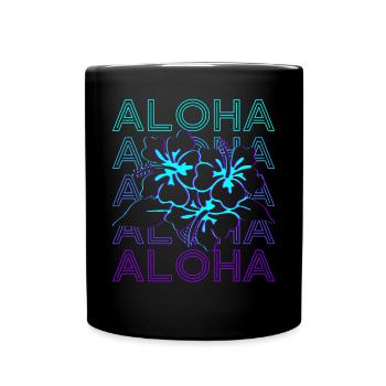 Aloha Hibiskus Hawaii Blume Retro Geschenk - Tasse einfarbig - Schwarz - Vorne