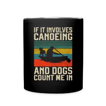 Canoe Canoeing Dog Vintage Retro - Tasse einfarbig - Schwarz - Vorne