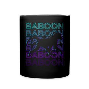 Pavian Retro Geschenk - Tasse einfarbig - Schwarz - Vorne