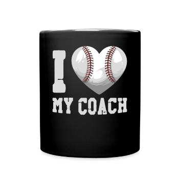 Baseball Fan Heart I Love My Coach - Full Colour Mug - black - Front