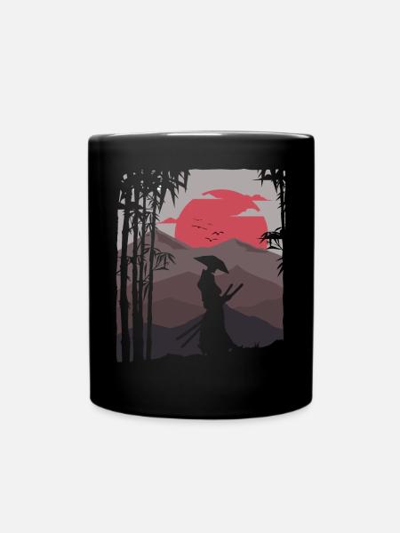 Artistique Samouraï Coucher de Soleil Bushido Nature Japonais - Mug uni - noir
