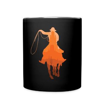 Cowboy Sunset Vintage Western Landscape Cheval - Mug uni - noir - Devant