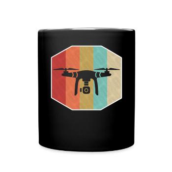 Vintage Retro Drone Pilote Quadcopter Robotique - Mug uni - noir - Devant