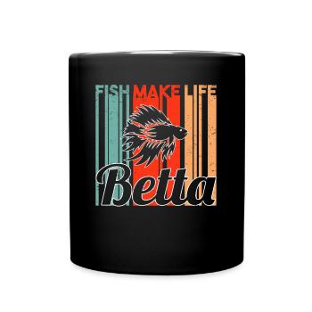 Kampffisch Aquarist Retro Zierfisch Betta Aquarium - Tasse einfarbig - Schwarz - Vorne