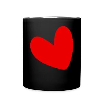 Rotes Herz - Tasse einfarbig - Schwarz - Vorne