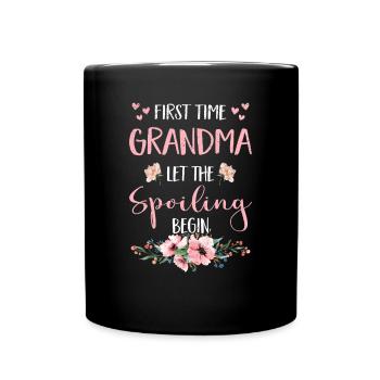 Grand-mère Enceinte Plus grande grand-mère Fleurs Grands-parents - Mug uni - noir - Devant