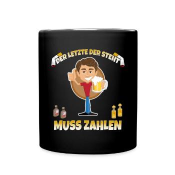 Junggesellenabschied Alkohol und Feier Spruch - Tasse einfarbig - Schwarz - Vorne