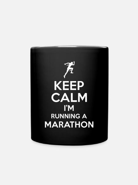 Marathon Spruch Keep Calm - Tasse einfarbig - Schwarz