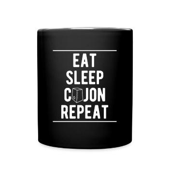 Eat Sleep Cajon Repeat Shirt Geschenk - Tasse einfarbig - Schwarz - Vorne