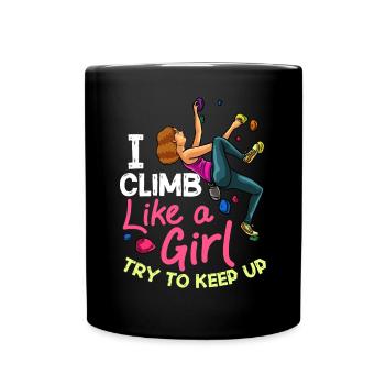 Rock Climbing Climbing Indoor Bouldering Girls Wall - Full Colour Mug - black - Front
