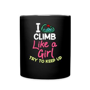 Rock Climbing Climbing Indoor Bouldering Girls Wall - Full Colour Mug - black - Front