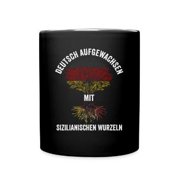 Sicilia Deutschland Sizilianer Sizilianisches Sizi - Tasse einfarbig - Schwarz - Vorne