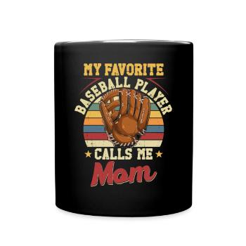 Baseball Fan Mom Mother Vintage - Tasse einfarbig - Schwarz - Vorne