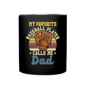 Baseball Fan Dad Father Vintage - Tasse einfarbig - Schwarz - Vorne