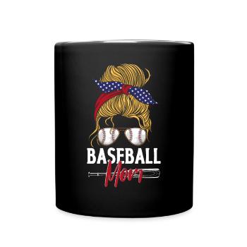 Baseball Fan Mom Mother Sun - Tasse einfarbig - Schwarz - Vorne