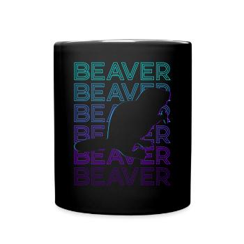 Biber Retro Geschenk - Tasse einfarbig - Schwarz - Vorne