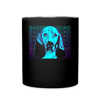 Bassett Hound Retro Gift - Full Colour Mug - black - Front