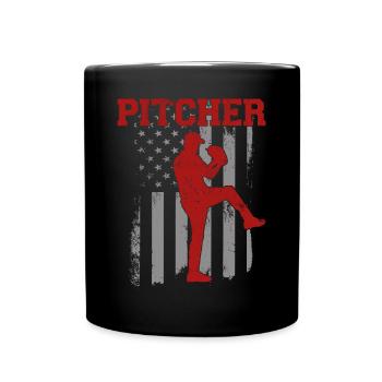 Baseball Fan Pitcher Vintage - Tasse einfarbig - Schwarz - Vorne