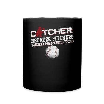Baseball Fan Catcher Vintage - Tasse einfarbig - Schwarz - Vorne