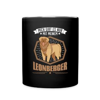 Mich gibt es nur mit meinem Leonberger - Tasse einfarbig - Schwarz - Vorne