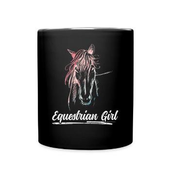 Equestrian Girl Horse Riding Dressage - Tasse einfarbig - Schwarz - Vorne
