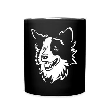 Border Collie Kopf "Black Edition" - Tasse einfarbig - Schwarz - Vorne