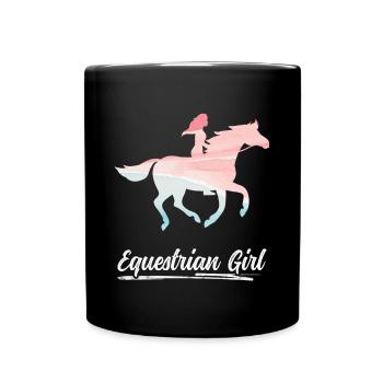 Equestrian Girl Horse Riding Dressage - Tasse einfarbig - Schwarz - Vorne