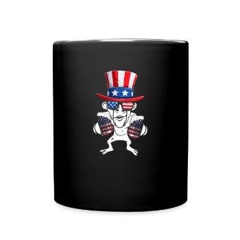 Patriotic Monkey Drapeau américain 4 juillet - Mug uni - noir - Devant