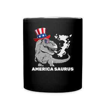 America Saurus Party Dinosaur Patriotic 4th Of - Tasse einfarbig - Schwarz - Vorne