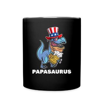Journée patriotique Papa Dinosaure 4 juillet Dino - Mug uni - noir - Devant