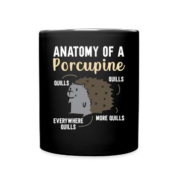 Anatomy Of A Porcupine Rodent Spine Animal Lover - Full Colour Mug - black - Front