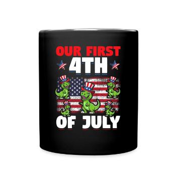 Patriotic Dino Notre Premier 4 Juillet Patriotique - Mug uni - noir - Devant
