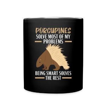 Porcupine Lover Rodent Pet Spine Wildlife Animal - Full Colour Mug - black - Front