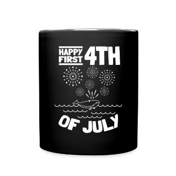 Pregnancy Baby Shower Patriotic Day Happy First - Full Colour Mug - black - Front