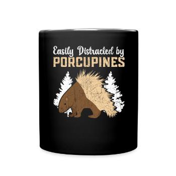Easily Distracted By Porcupines Rodent Spine - Full Colour Mug - black - Front
