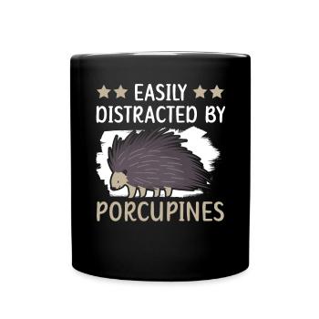 Easily Distracted By Porcupines Rodent Spine - Full Colour Mug - black - Front