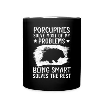 Porcupine Lover Rodent Pet Spine Wildlife Animal - Full Colour Mug - black - Front