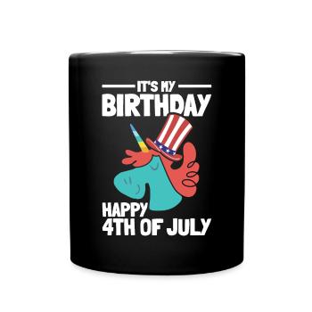 Birthday Party Unicorn It's My Birthday Happy 4th - Tasse einfarbig - Schwarz - Vorne