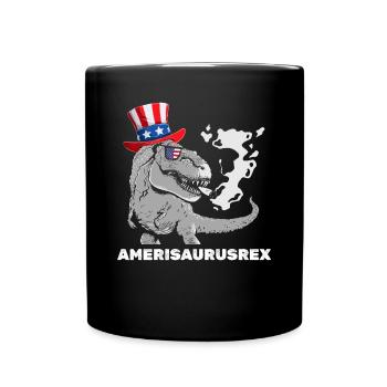 4th Of July Amerisaurusrex Patriotic Dinosaur - Tasse einfarbig - Schwarz - Vorne